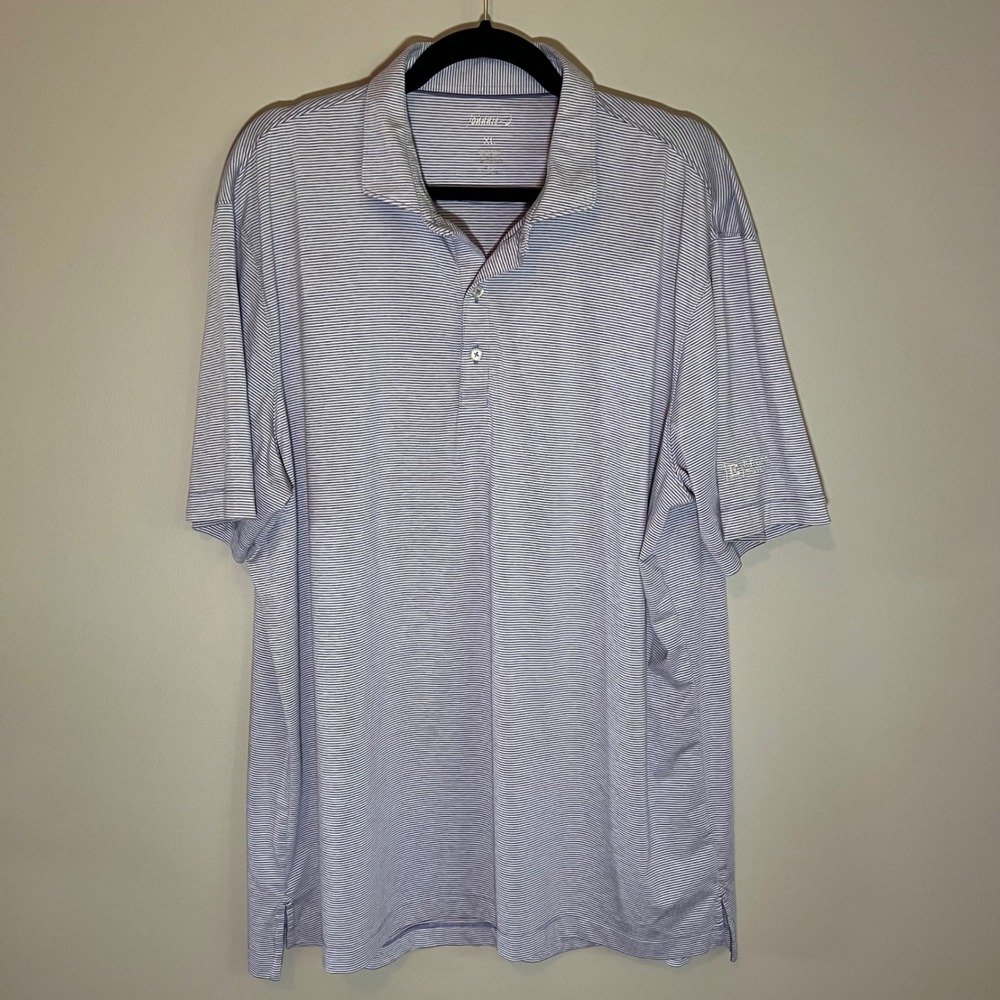 Johnnie-O Mens XL Purple Striped Performance Polo Shirt Elder Classic Golf
